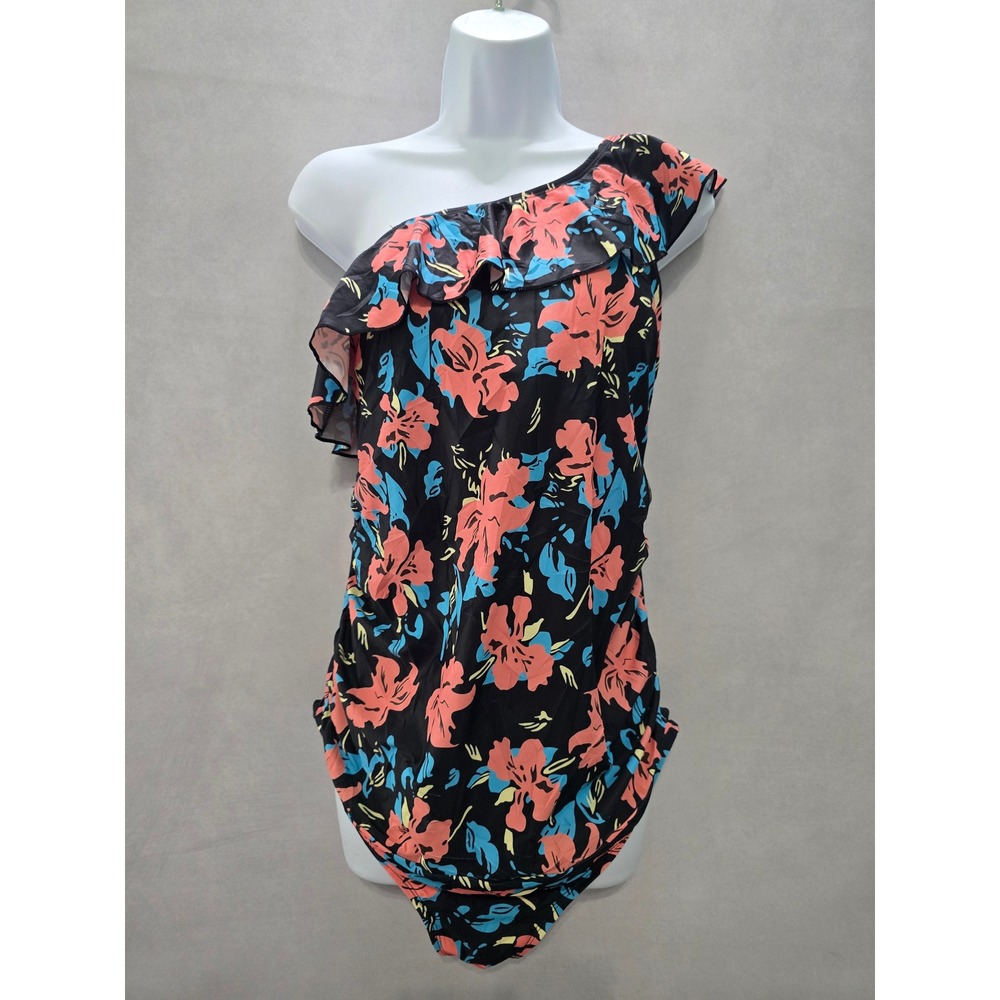 Summer Mae Floral Ruffle One Piece Swimsuit Beach Resort Boho Gothcore 90s Large